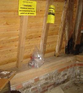 Ground floor, showing detail of smock frame, sill and internal wall of base, Davison's Mill, Stellin