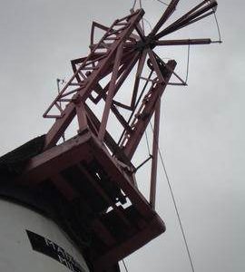 Looking up at fanstage, fantail and winding gear, Marsh Mill, Thornton