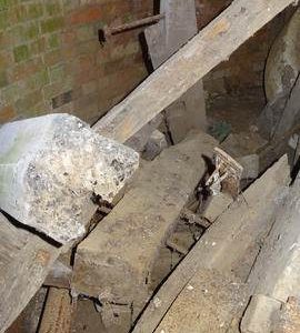 Debris on ground floor, tower mill, Upper Dean