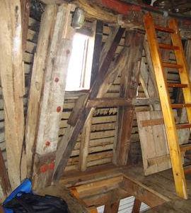 Detail of dust floor framing, Cattell's smock mill, Willingham
