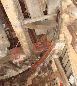 Cap frame, curb and truck wheel, Cattell's smock mill, Willingham