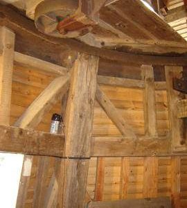 Truck wheel, curb and dust floor framing, smock mill, Willesborough