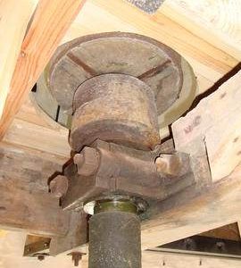 Dog clutch in upright shaft, Holgate Mill, Holgate, York