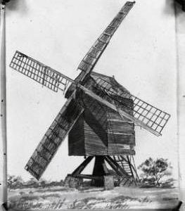 "Windmill at Stokenchurch, Bucks - sketch of windmill as it appeared c 1920"