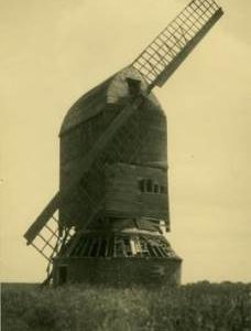Post mill, Riseley, in a disused and derelict condition