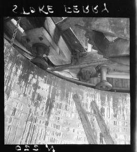 Interior view below cap, tower mill, Stoke Ferry