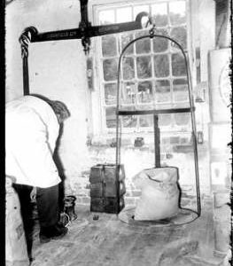 Interior view with sack hoist, Dean's Mill, Lindfield
