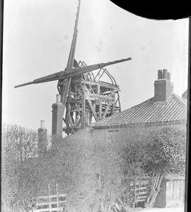 Post mill, Edmonton, with shutter boarding removed