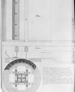 Design for the water wheel and pentrough for the Carshalton Mill, Smeaton