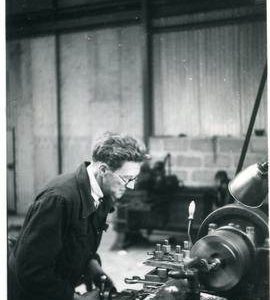 Bert Cook at lathe