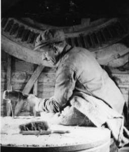 Jesse Wightman stone dressing, post mill, Syleham