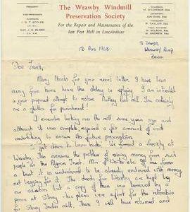 Letter about millwrighting from Jon A Sass (pt 1 of 3)