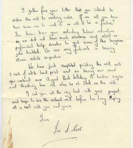 Letter about millwrighting from Jon A Sass (pt 3 of 3)