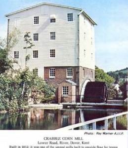 Crabble Corn Mill, Temple Ewell and River, from upstream