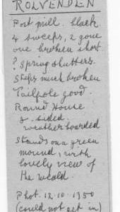 Index card for Rolvenden post mill