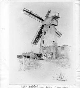 Photograph of sketch before conversion, St Martin's Mill, Canterbury