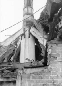 Post amidst wreckage, Mortimer's Mill, Eye