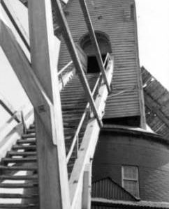Looking up ladder, post mill, Friston, Suffolk