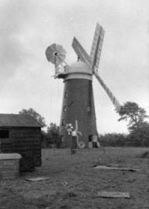 Pakenham Windmill, Pakenham, viewed from rear, with model