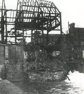 Skeletal frame following fire, Otford Mill, Otford