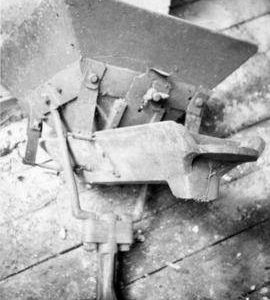 Hopper and shoe ex-situ, Burcombe Mill, South Newton