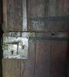 Old door into mill room, Blackpool Mill, Stoke Fleming