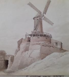 Photograph of painting of Liverpool windmill