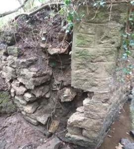 Site of Knights Mill, Bishops Caundle, upstream abutment of main sluice