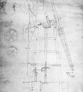 Section drawing of a wind mill by Daniel England