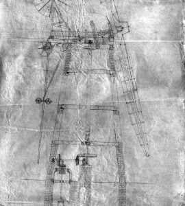 Section drawing of a wind mill by Daniel England