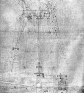 Section drawing of a wind mill by Daniel England