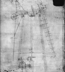 Section drawing of a wind mill by Daniel England