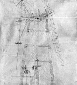 Section drawing of a wind mill by Daniel England