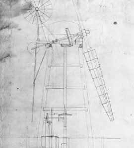 Section drawing of a wind mill by Daniel England