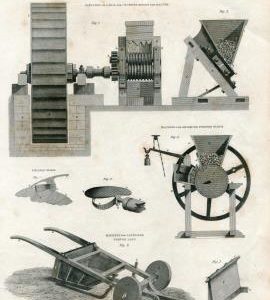 Agricultural machinery including a bone mill and potato flour grinder