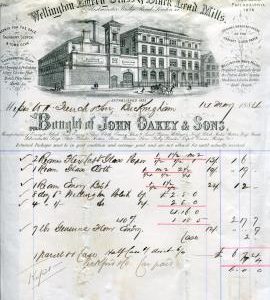 Billhead receipt of John Oakey and Sons, Wellington Mills, London