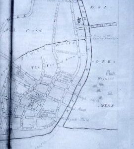 Map of Hull showing streets in the 14th century