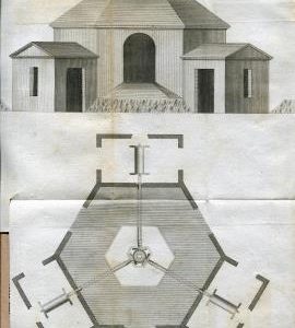 Plan and elevation of a horse-powered mill for bruising sugar canes