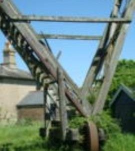 Ladder, fan carriage and tramwheels, post mill, Friston, Suffolk