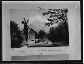 Photograph of drawing of windmill and watermill