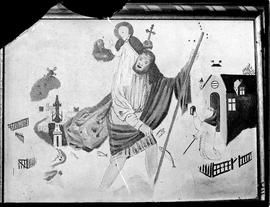 Illustration showing a saint with a windmill